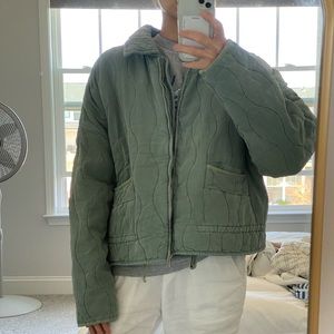 BLANKNYC Cuffed Green Jacket in Tumors Travel